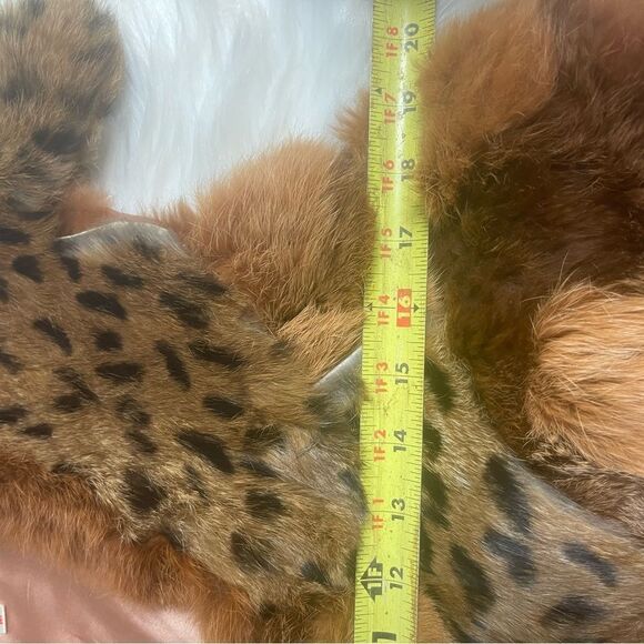 PATCHWORK RABBIT FUR VEST shades of Brown & Leopard print MADE IN HONG KONG SZM - Picture 14 of 16